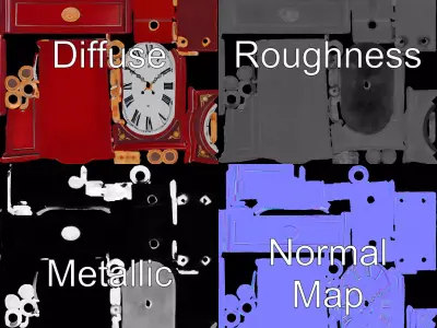 Regal Mahogany Clock model pack Low-poly 3D model