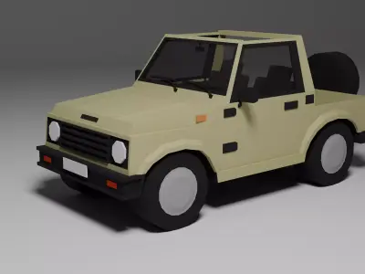 Low Poly 1980s Off-Road SUV 3D Model Car14 Low-poly 3D model