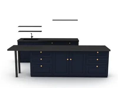 3D model 3d modern kitchen design 02 Low-poly 3D model