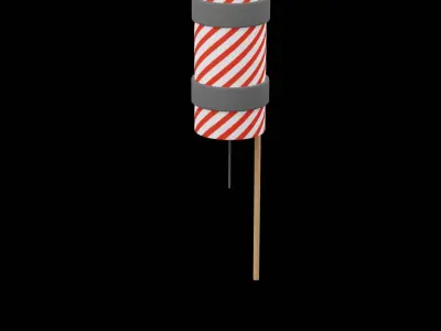 Red Christmas Firework  Low-poly 3D model