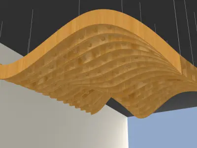 Parametric Wavy Wooden Suspended Ceiling with Grasshopper 3D model