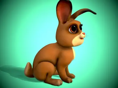 small cartoon rabbit Low-poly 3D model