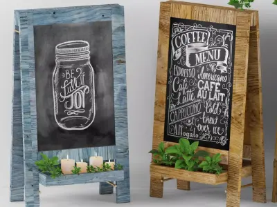 chalk board 08 greenery 3D model