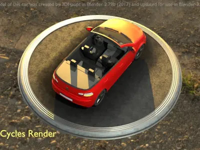 City Car 27 Compact Class Convertible Open Type-C Red Low-poly 3D model