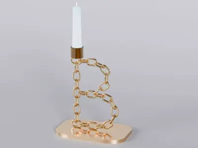 Alphabet B Bronze Chain Candleholder 3D Model True 4K PBR Render Low-poly 3D model
