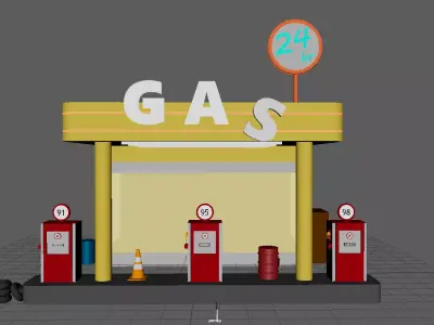 Gas Station Free 3D model