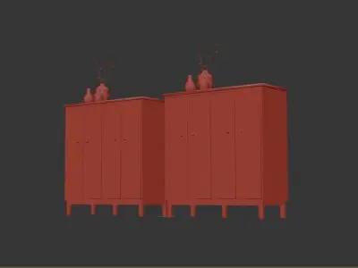 Ikea Wardrobe with folding doors Low-poly 3D model