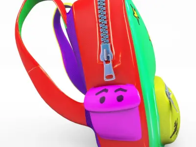 Backpack school cartoon rigged 3D model