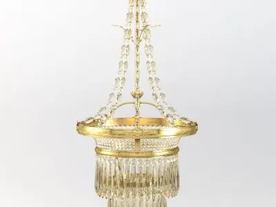 Delicate Bronze And Crystal Chandelier 3D model
