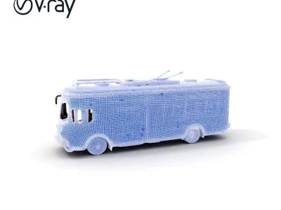 Vintage Trolleybus Model Pack for Urban Environments Low-poly 3D model