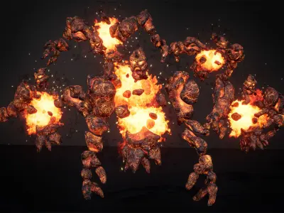Hell Golem Destroyer Low-poly game engine ready 3D model Low-poly 3D model