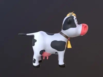 Asset - Cartoons - Character - Cow - Rig - Hight Poly Low-poly 3D model
