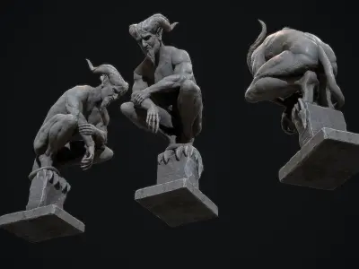 Demon Statue  Low-poly 3D model