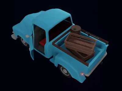 Game Ready Retro Truck Car Low-poly 3D model