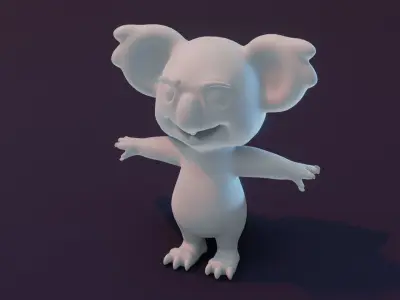 Cartoon Koala Rigged Base Mesh 3D Model Low-poly 3D model