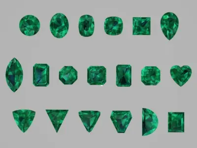 19 Gemstones with different Shapes all size equal to 1CT 3D print model