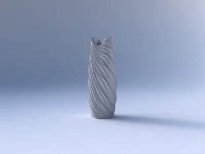 Vase double arc hexagon with wavy extruded lines 3D print model