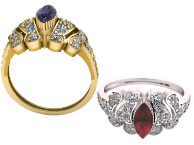 LUXURY ENGAGEMENT RING 3D PRINTABLE MODEL  3D print model