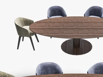 dining Modern chair combination table 3D model