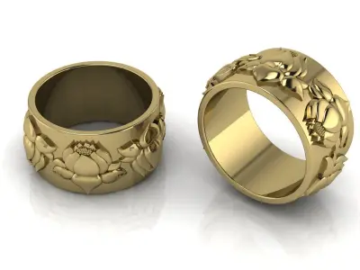 Jewelry Water Lily Ring Gold MK-078 3D print model