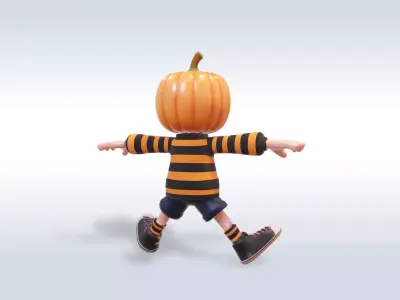 Cheerful Pumpkin Boy Halloween Character  Free 3D model
