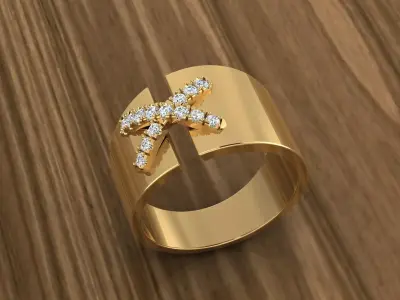 Jewelry Diamond X Ring 3D print model