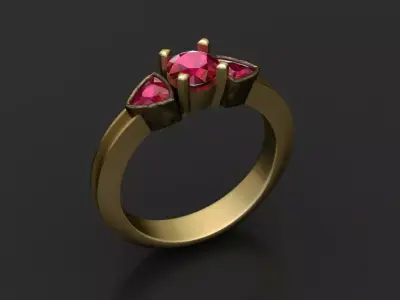 Luxurious Gold Ring with Ruby 3D print model