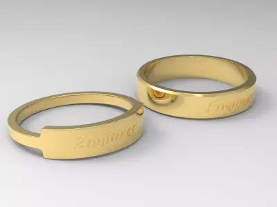 Engineer Couple Ring Gold 3D print model