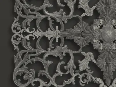 Rosette 6 ornately carved wooden plaque 3D model