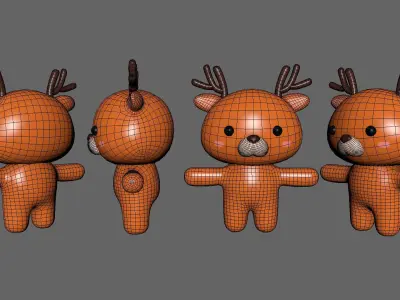 Chubby Deer Animated for Games Low-poly 3D model