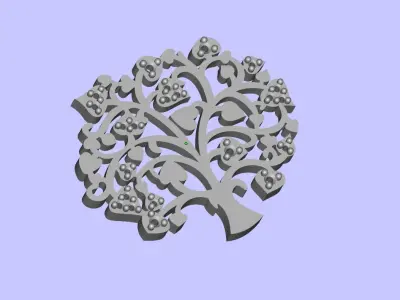 Tree design pendant and earrings 3D print model