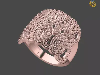 Women Stone Rings Diamond 3D print model 7