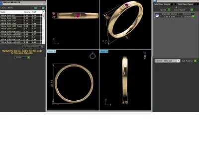 Band 3dm Render Details gold ring with sapphire 3D print model