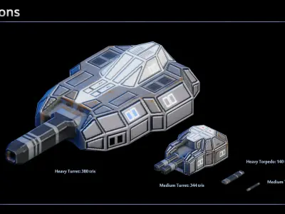 Spaceship Battleship Low-poly 3D model