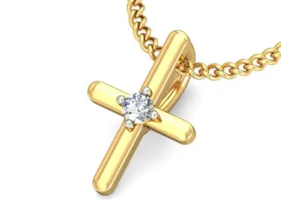 Solitaire Cross Pendant 3dm STL OBJ FBX Renders Details 3D print model