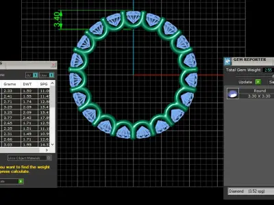 U Shaped Eternity Ring 3 point 3 mm stone size swiss 11 and EU51 3D print model