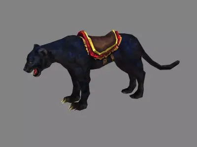 Cartoon black panther mount - Shadow Cheetah Low-poly 3D model