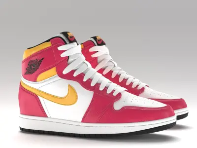 Jordan 1 Retro High  Light Fusion Red PBR Low-poly 3D model