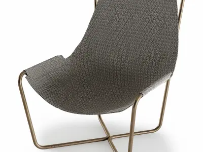 Sling set lounge chair with fabric and metal frame 3D model