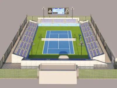 Studiom-Tennis-Court tennis court Low-poly 3D model