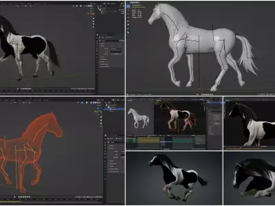 Pack-10 Horse 3D model