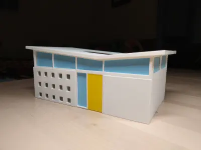 Tissue Box Cover - Mid-century House 3D print model