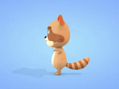 Cartoon Raccoon Low-poly 3D model
