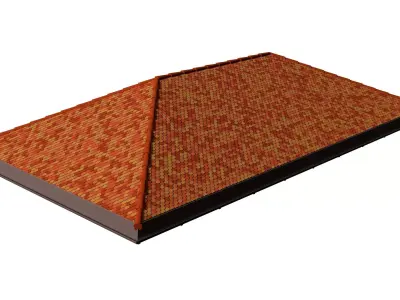 Hip roof  with clay tile 2302 3D model