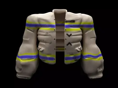 Game ready low poly jacket with stripes Low-poly 3D model
