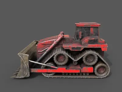 Old bulldozer Low-poly 3D model