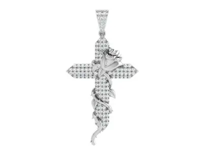 Cross With Rose Pendant 4050 3D print model