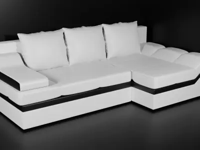 Realistic modern sofa couch Low-poly 3D model