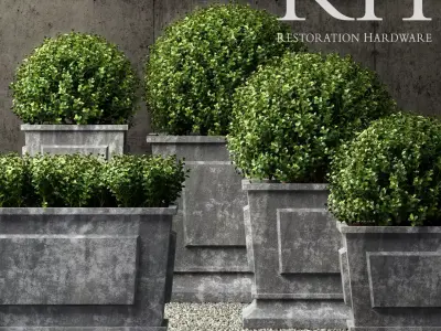 Restoration Hardware estate zinc paneled planters 3D model
