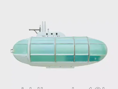 Submarine Aquarium with Panoramic Glass Observation Sections Low-poly 3D model